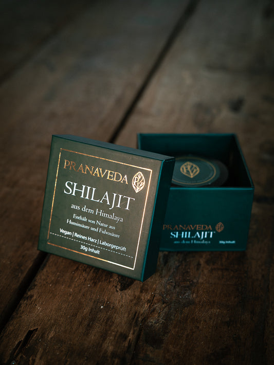 Pranaveda Shilajit Harz geöffente Verpackung