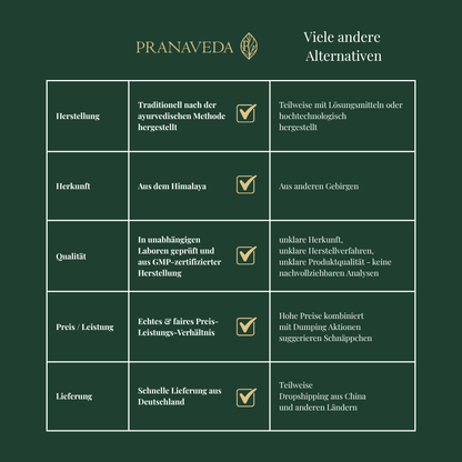 Vergleichstabelle Shilajit Wettbewerber